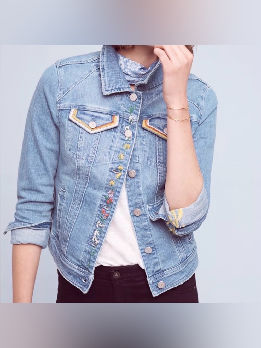 Anthropologie Pilcro and the Letterpress Embroidered Denim Jacket - Picture 3 of 4